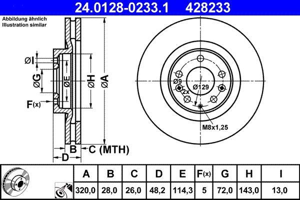Disques de frein ATE ref. 24.0128-0233.1