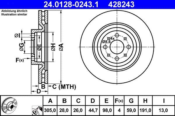Disques de frein ATE ref. 24.0128-0243.1
