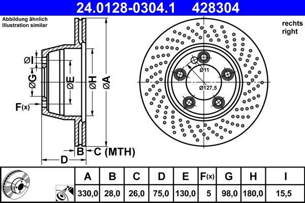 Disques de frein ATE ref. 24.0128-0304.1