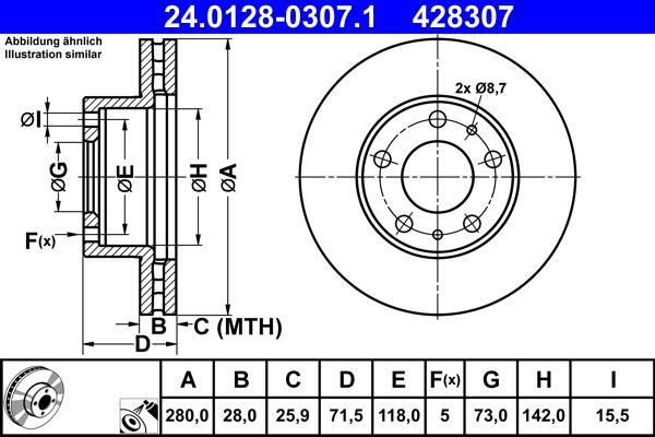 Disques de frein ATE 24.0128-0307.1