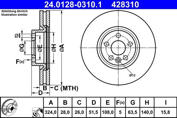 Disques de frein ATE ref. 24.0128-0310.1