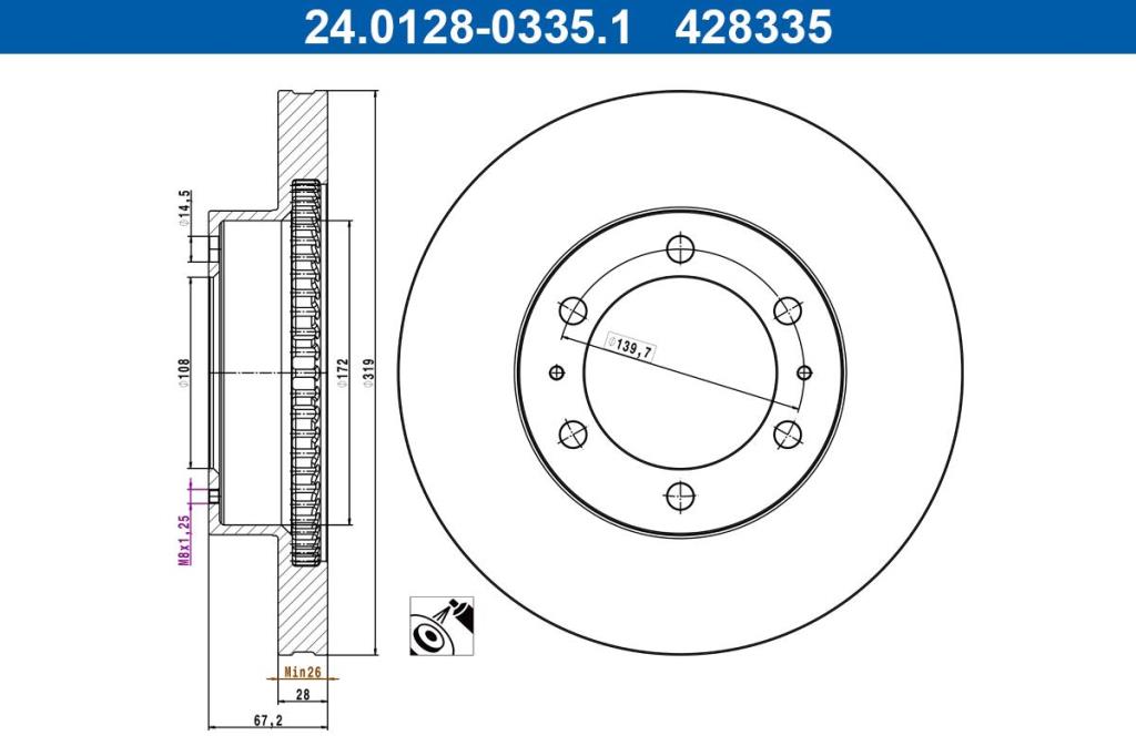 Disques de frein ATE ref. 24.0128-0335.1