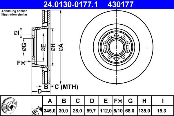 Disques de frein ATE ref. 24.0130-0177.1