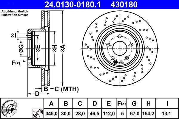 Disques de frein ATE ref. 24.0130-0180.1