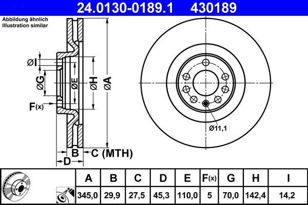 Disques de frein ATE ref. 24.0130-0189.1