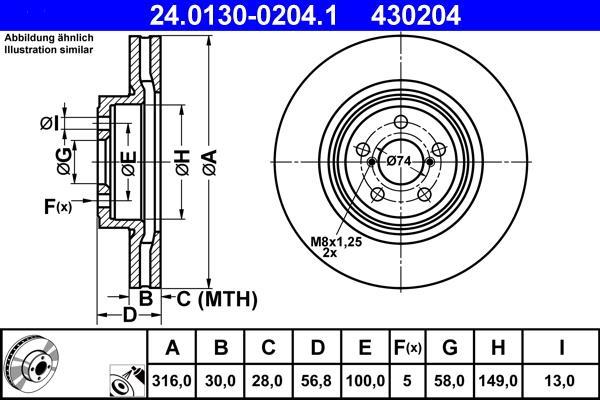 Disques de frein ATE ref. 24.0130-0204.1
