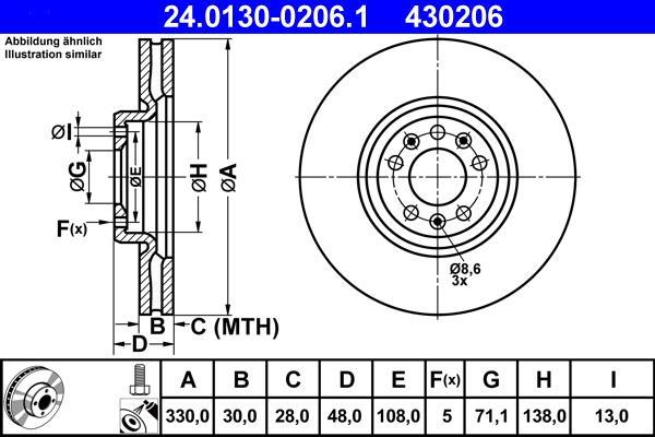 Disques de frein ATE ref. 24.0130-0206.1