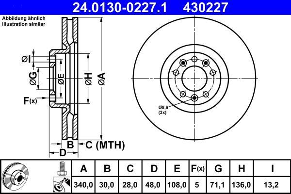 Disques de frein ATE ref. 24.0130-0227.1
