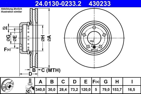 Disques de frein ATE ref. 24.0130-0233.2