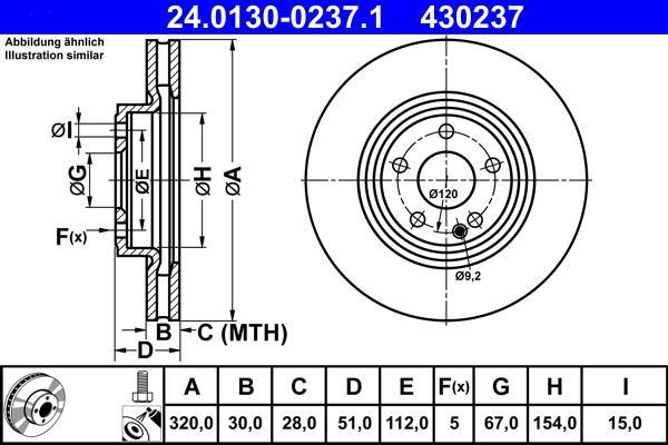 Disques de frein ATE ref. 24.0130-0237.1
