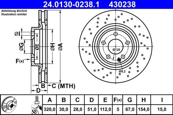 Disques de frein ATE ref. 24.0130-0238.1