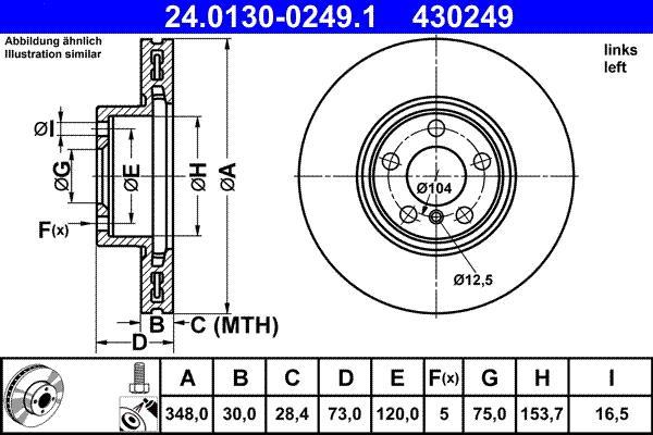 Disques de frein ATE ref. 24.0130-0249.1