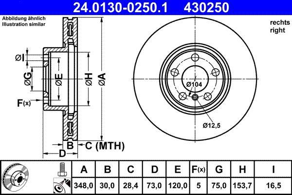 Disques de frein ATE ref. 24.0130-0250.1