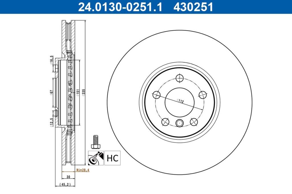 Disques de frein ATE ref. 24.0130-0251.1