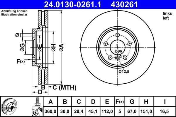 Disques de frein ATE ref. 24.0130-0261.1