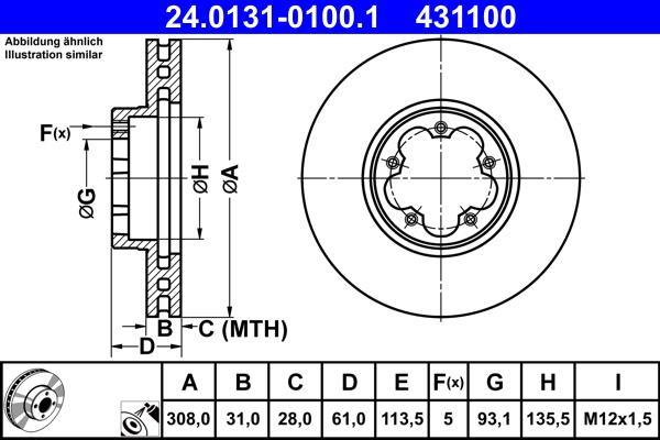 Disques de frein ATE ref. 24.0131-0100.1