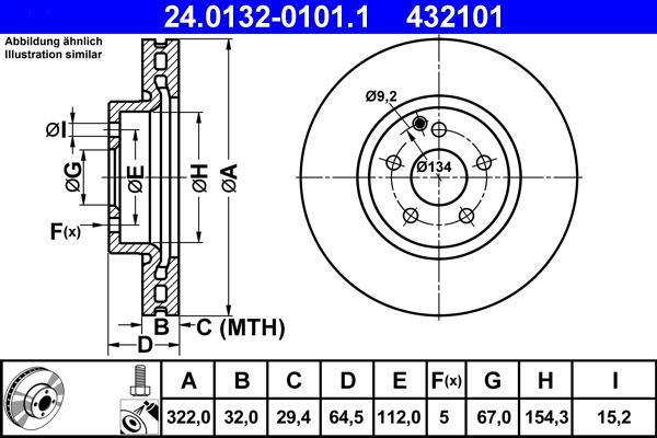 Disques de frein ATE ref. 24.0132-0101.1