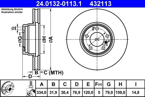 Disques de frein ATE ref. 24.0132-0113.1