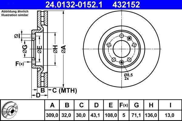 Disques de frein ATE ref. 24.0132-0152.1