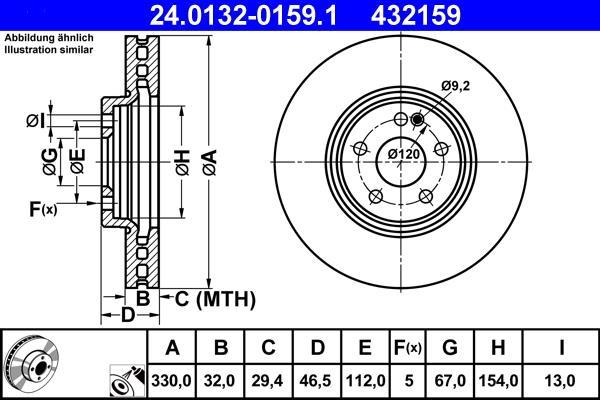 Disques de frein ATE ref. 24.0132-0159.1