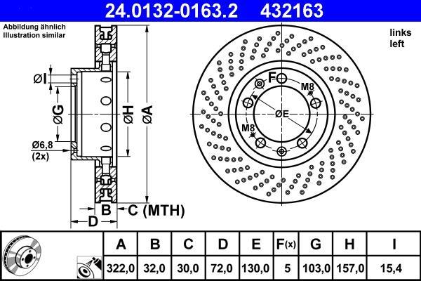 Disque de frein avant gauche ATE 24.0132-0163.2