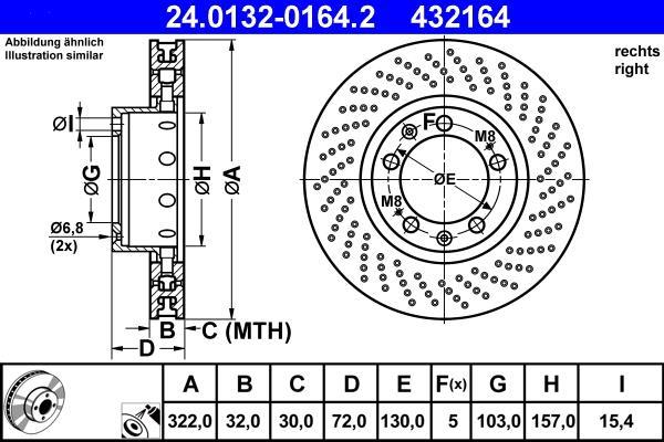 Disque de frein avant droit ATE ref. 24.0132-0164.2