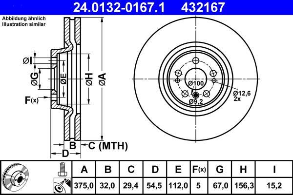 Disques de frein ATE ref. 24.0132-0167.1
