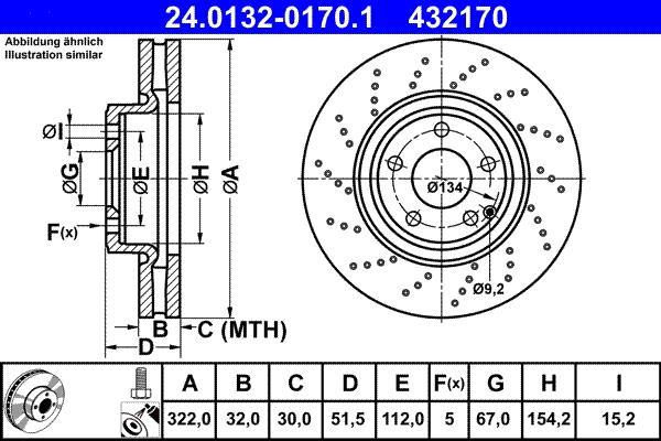 Disques de frein ATE ref. 24.0132-0170.1