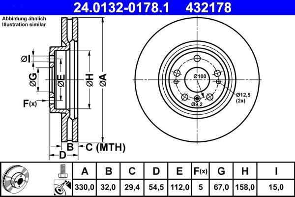 Disques de frein ATE ref. 24.0132-0178.1