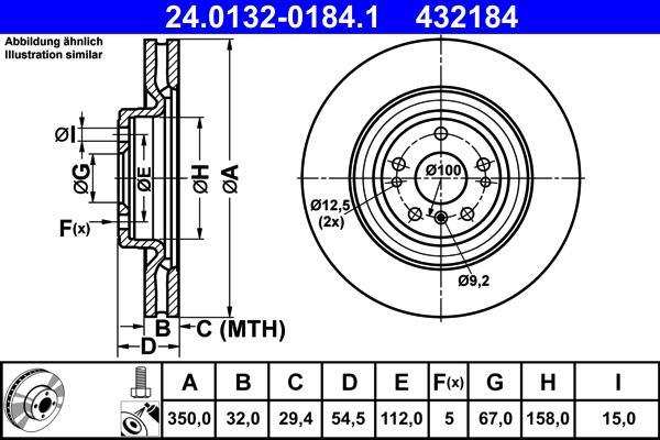 Disques de frein ATE ref. 24.0132-0184.1