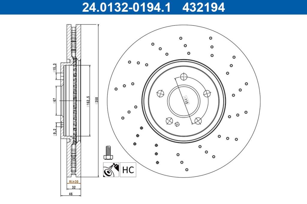 Disques de frein ATE ref. 24.0132-0194.1