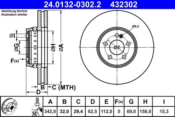 Disques de frein ATE ref. 24.0132-0302.2
