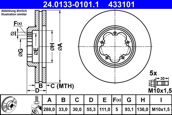 Disques de frein ATE ref. 24.0133-0101.1