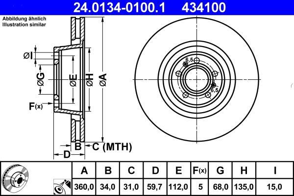Disques de frein ATE ref. 24.0134-0100.1