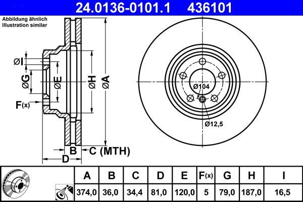 Disques de frein ATE ref. 24.0136-0101.1