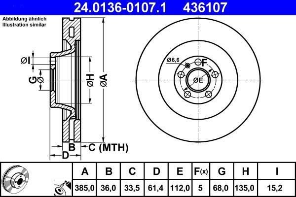 Disques de frein ATE ref. 24.0136-0107.1