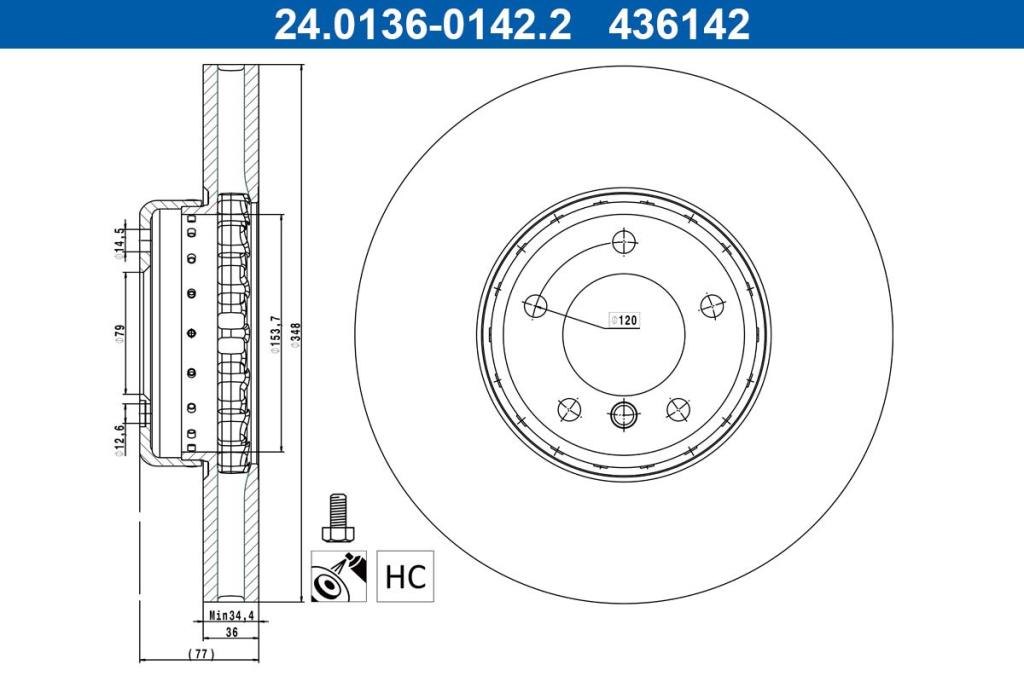 Disques de frein ATE ref. 24.0136-0142.2