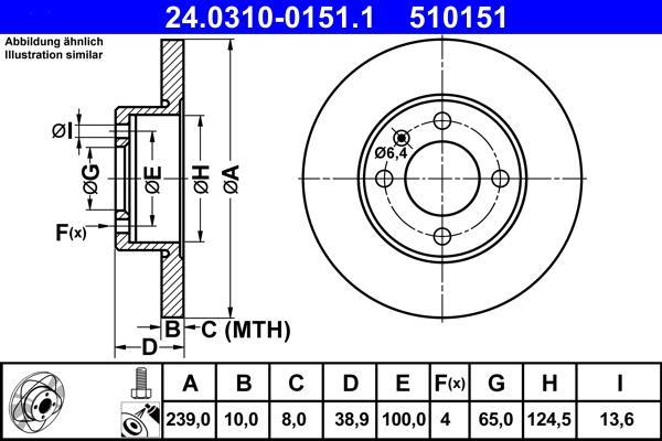 Disques de frein ATE ref. 24.0310-0151.1