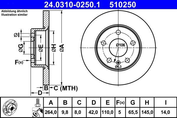Disques de frein ATE ref. 24.0310-0250.1