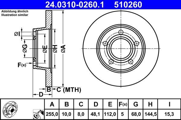 Disques de frein ATE ref. 24.0310-0260.1