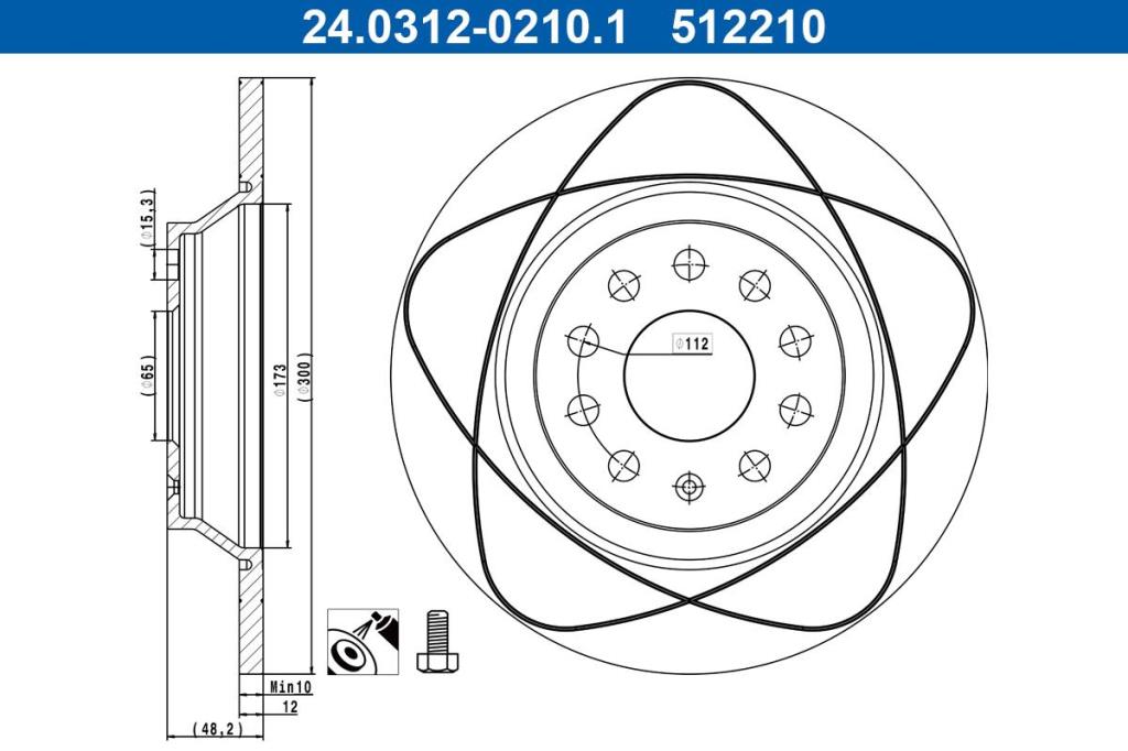 Disques de frein ATE ref. 24.0312-0210.1