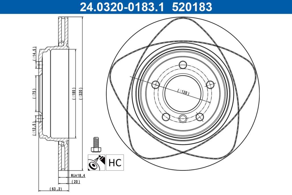 Disques de frein ATE ref. 24.0320-0183.1