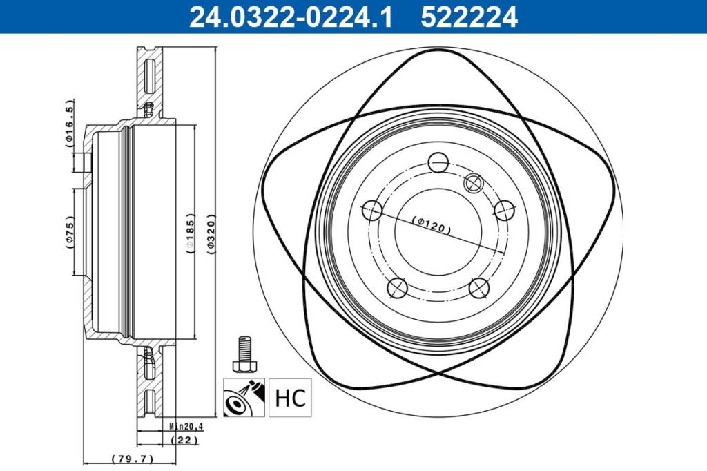 Disques de frein ATE ref. 24.0322-0224.1