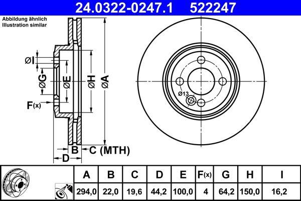 Disques de frein ATE ref. 24.0322-0247.1