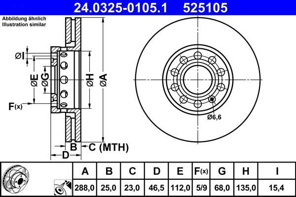 Disques de frein ATE ref. 24.0325-0105.1