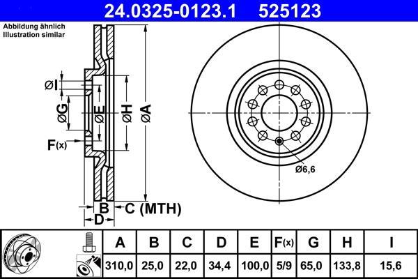 Disques de frein ATE ref. 24.0325-0123.1