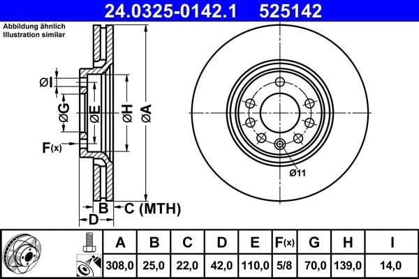 Disques de frein ATE ref. 24.0325-0142.1