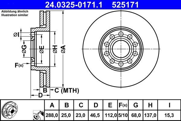Disques de frein ATE ref. 24.0325-0171.1