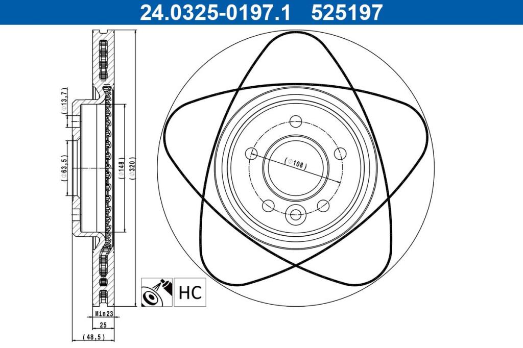 Disques de frein ATE ref. 24.0325-0197.1
