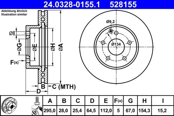 Disques de frein ATE ref. 24.0328-0155.1